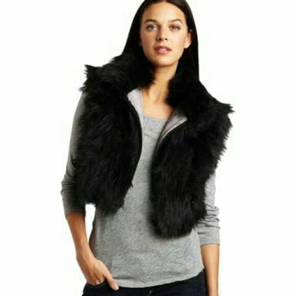 Vintage Diesel Crop Black Faux Fur Vest Sz. Small Y2K Designer Italian EUC - Picture 1 of 8
